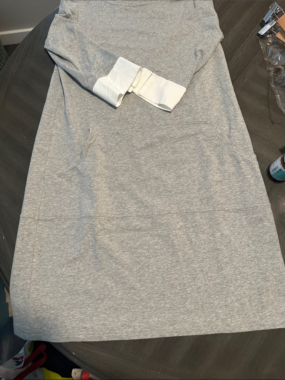 Soft Surroundings Light Gray Midi Sweatshirt Dress